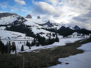 zbocze góry, przez które musiałem prowadzić rower