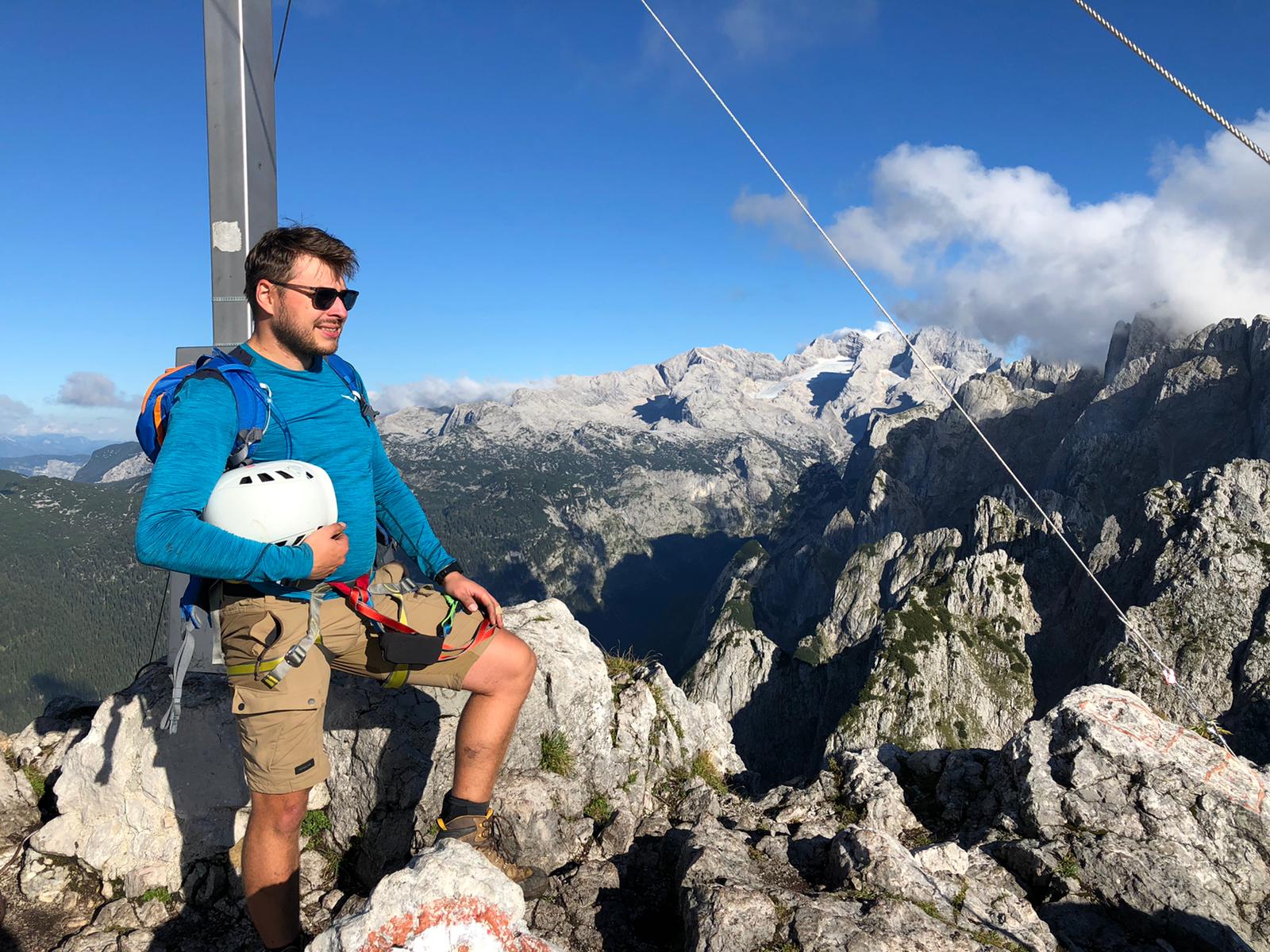 na szczycie Donnerkogel, po przejściu ferraty Intersport